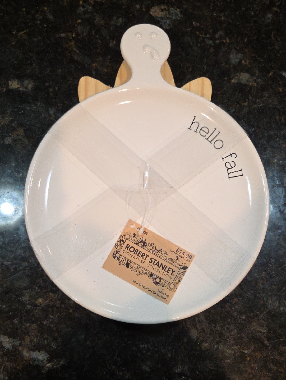 Robert Stanley "hello fall" White Pumpkin Divided Serving Plate
